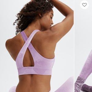Pretty lavender twist velour sports bra